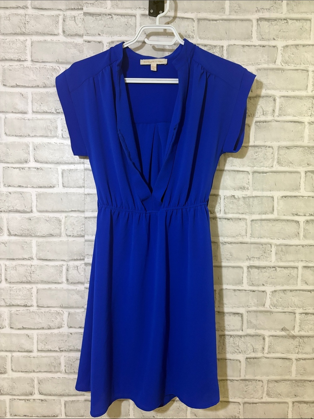 Monteau Los Angeles Cobalt Blue V-Neck Midi Dress, XS